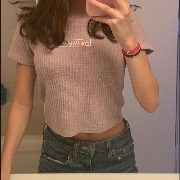 Hollister Lavender Knit Crop Tee - Picture 1 of 4